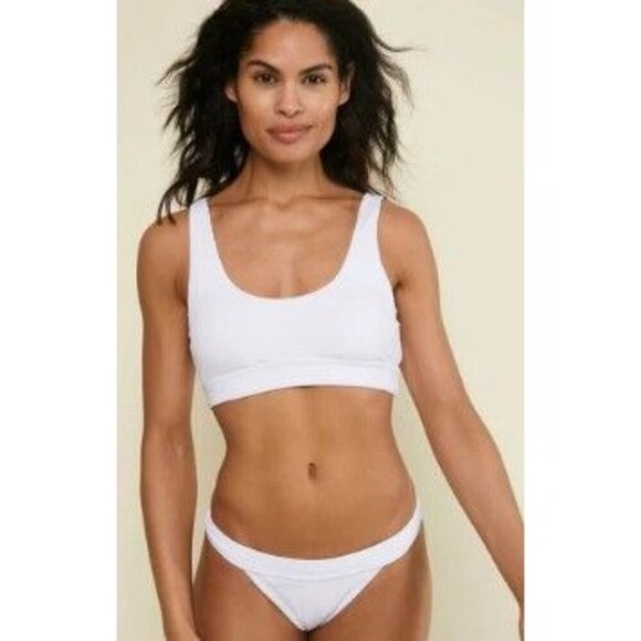 Andie Swim The Banded Cheeky Ribbed White Small Bikini Bottom Swimsuit - Picture 2 of 4